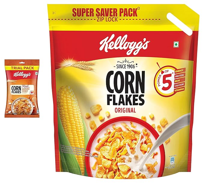 Kellogg's Corn Flakes Real Almond Honey 180 Gm and Kellogg's Corn Flakes Original 1.2 kg Pack